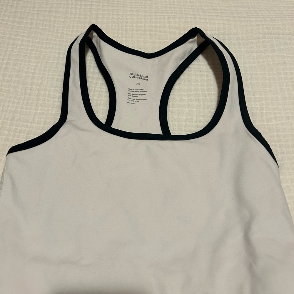 White Racerback Tank Top with Black Trim